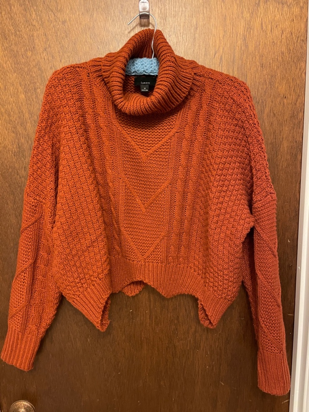 Lumiere Cable Knit Cropped Turtleneck Sweater